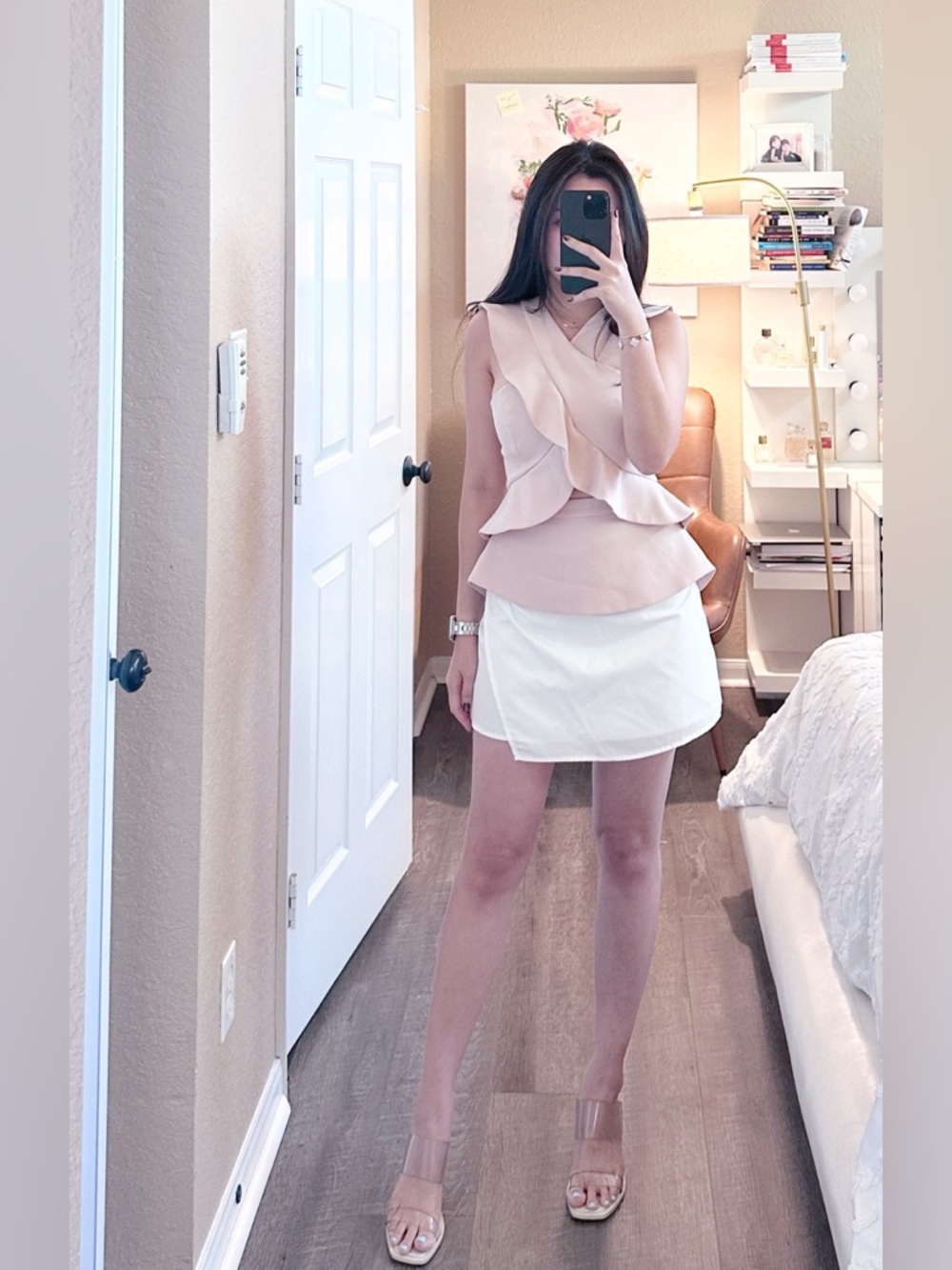 BCBGMaxAzria Cream Ruffled Sleeveless Top - Picture 6 of 6